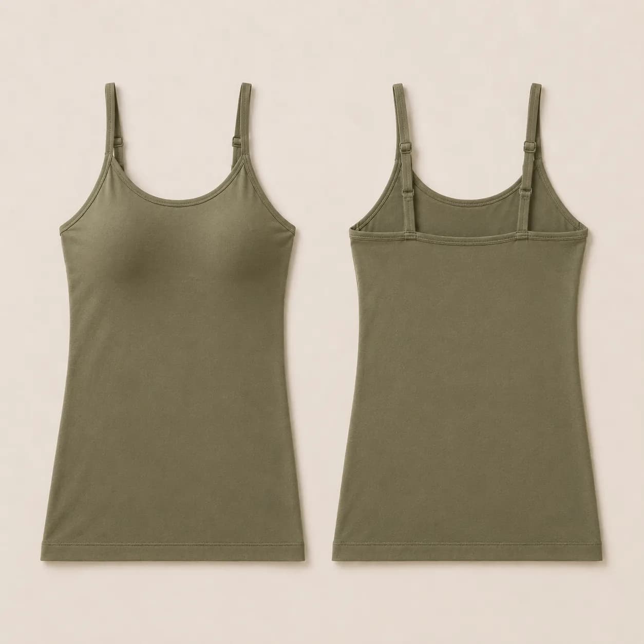 Organic Modal Cotton Padded Camisoles | Olive Green