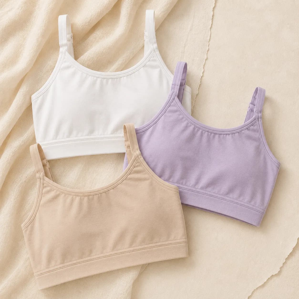 Begginer bra Combo | White , Lilac & Sandle