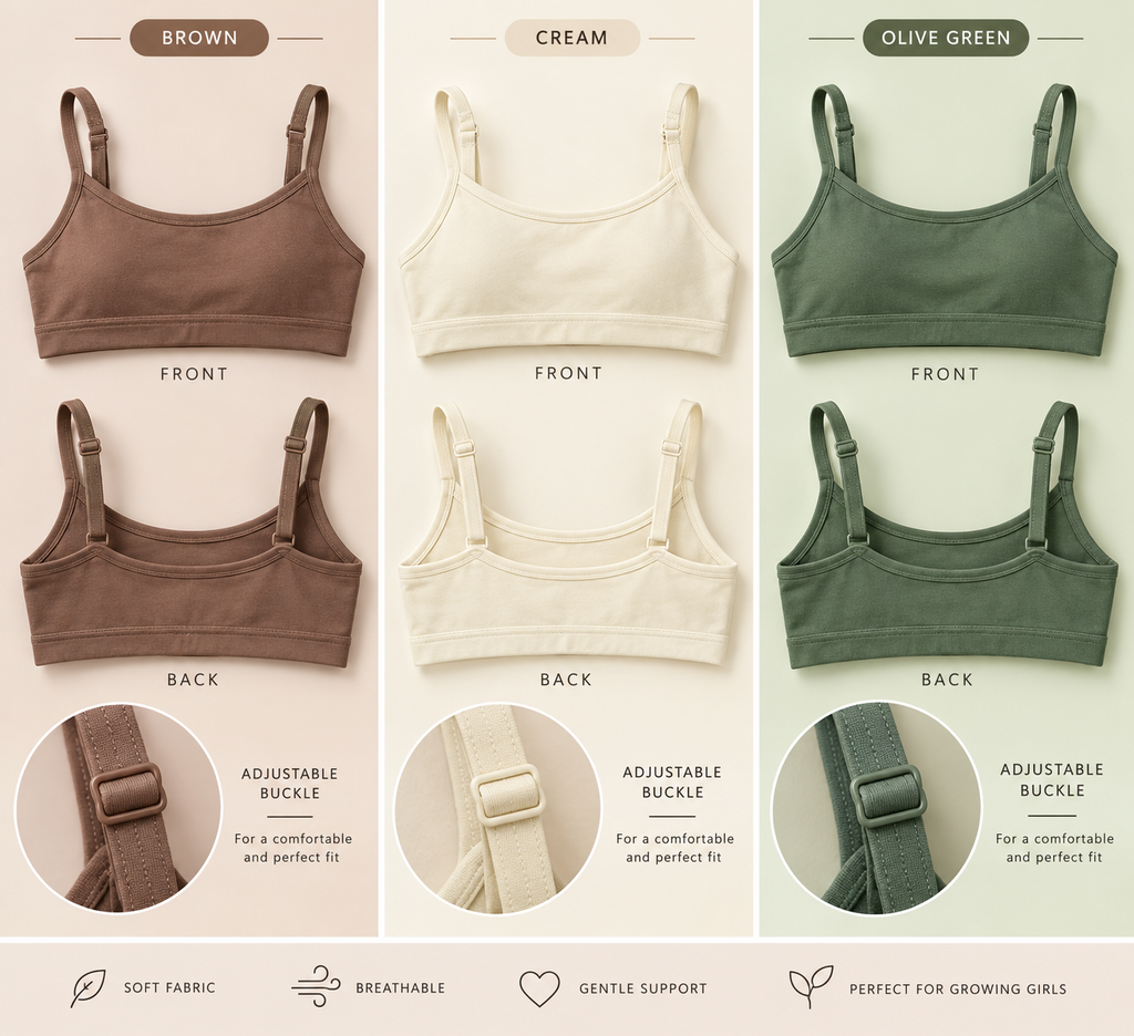 Girls Begginer Bra for 8-16 years | Organic Cotton Modal Fabric (Pack of 3)
