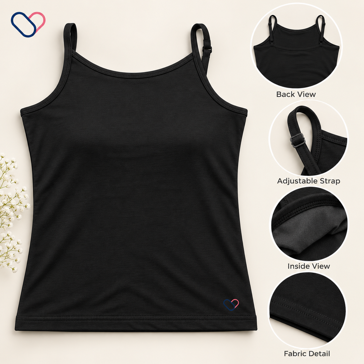 Girls Padded Camisole for 8-16 years | Organic Cotton Modal Fabric
