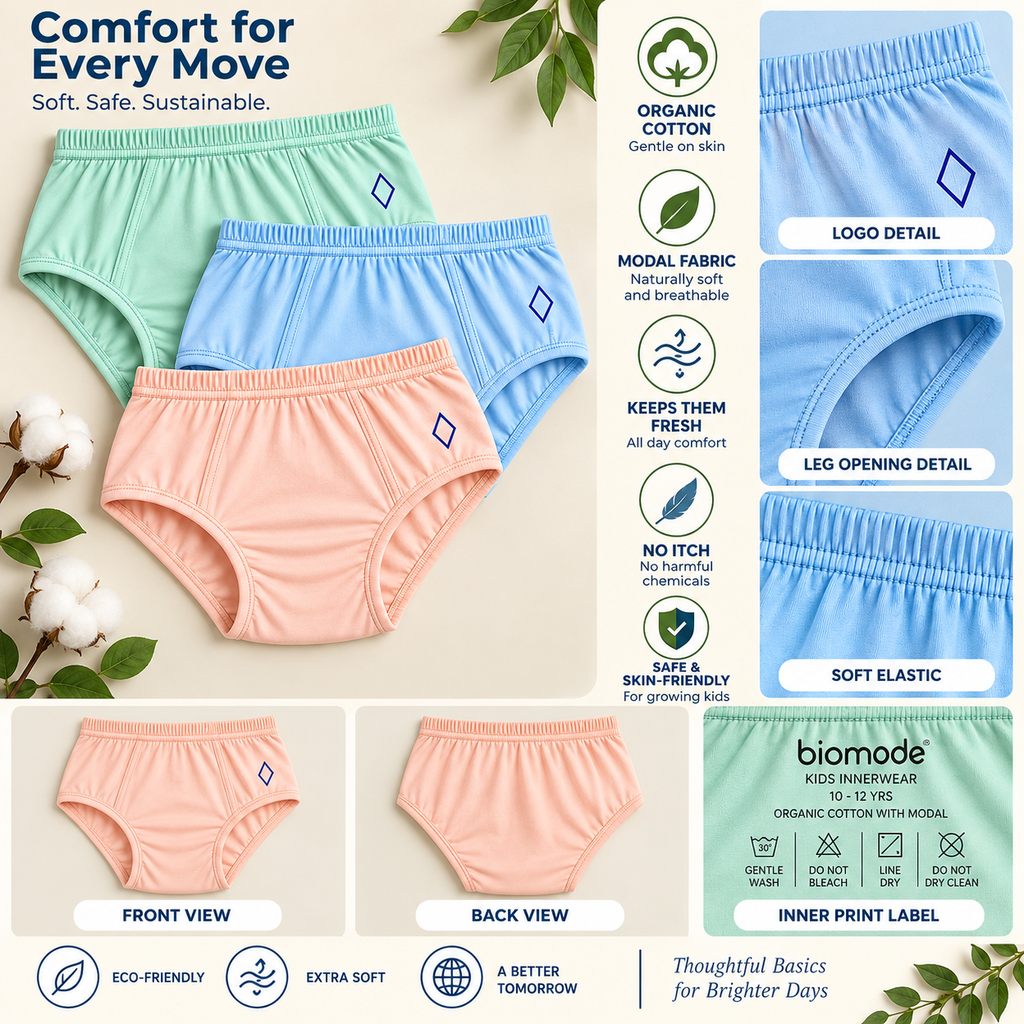 Boys Briefs for 4-16 years | Organic Cotton Stretch | Mint