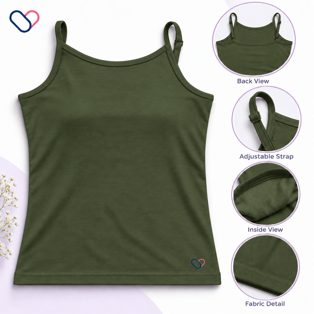 Girls Padded Camisole for 8-16 years | Organic Cotton Modal Fabric