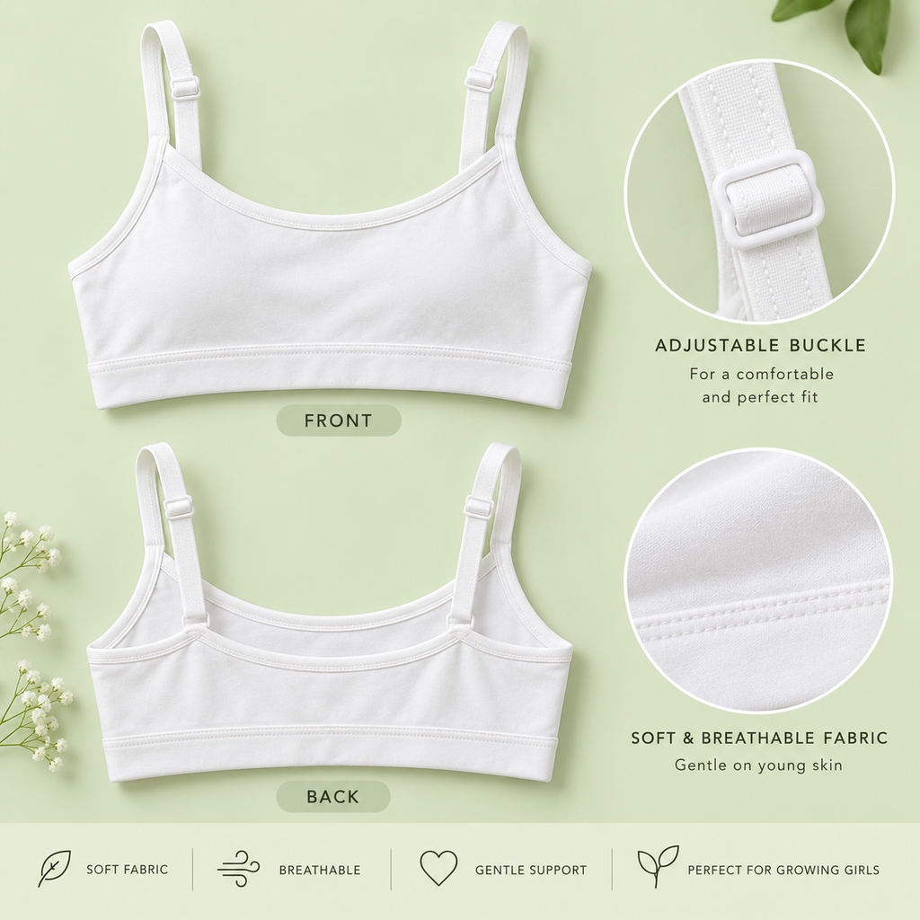 Girls Beginner Bra for 8-16 years | Organic Cotton Modal Fabric