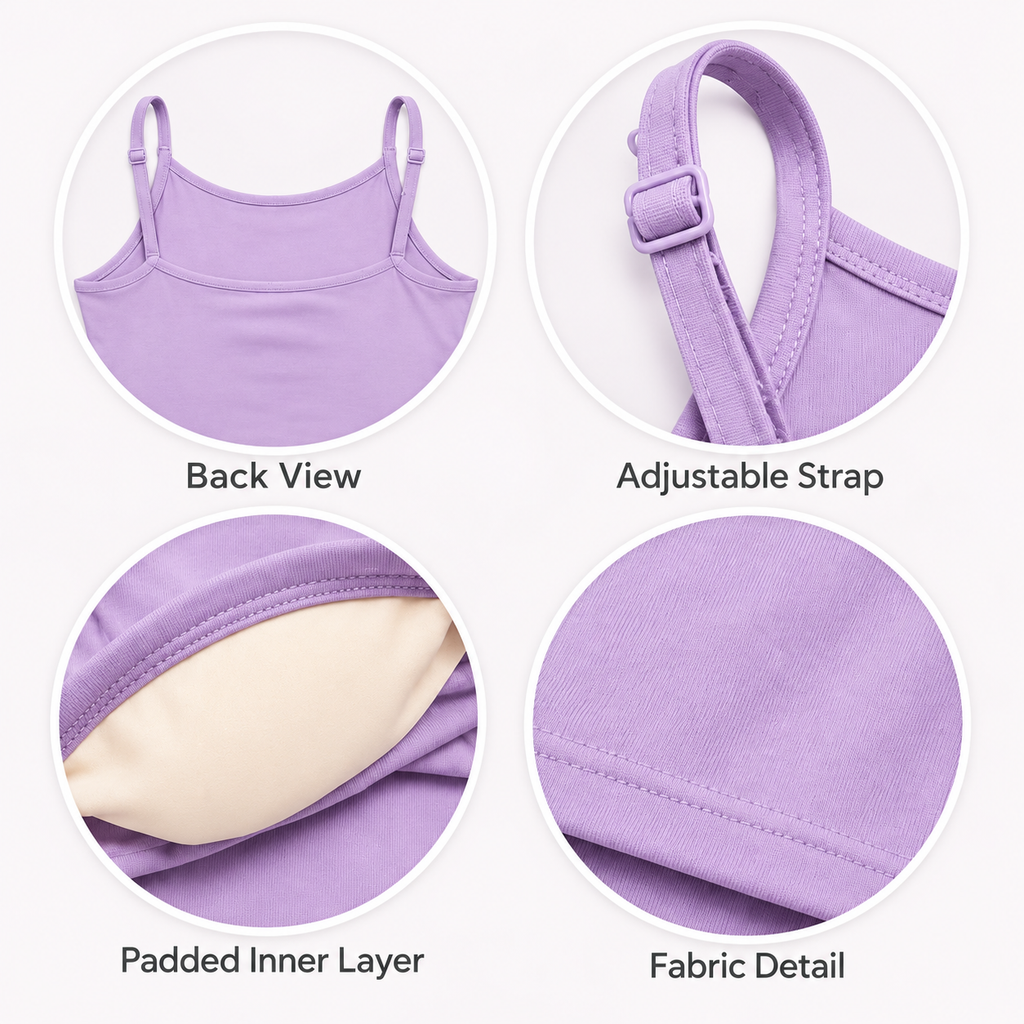 Girls Padded Camisole for 8-16 years | Organic Cotton Modal Fabric